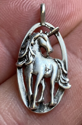 #ad Sterling Silver Unicorn Mythical Fantasy Creature 925 Pendant 1.48 Grams EUC $29.95