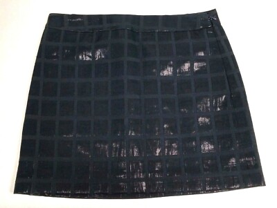 #ad GAP Skirt Sz 2 Dark Navy Blue Lined Mini Shiny Square Pattern Straight $7.99