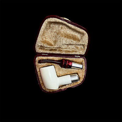 #ad Block Meerschaum Pipe 925 silver unsmoked smoking tobacco pipe w case MD 325 $210.33