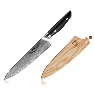 #ad Klaus Meyer Luxor Damascus Steel 8 inch Chef#x27;s Knife with Wood Sheath $57.99