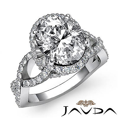 #ad Twisted Halo Pave Set Oval Diamond Engagement Anniversary Ring EGL E VS1 2.1 Ctw $8999.00