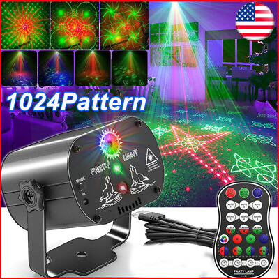 #ad 1024Pattern DJ Disco Stage Party Lights Laser Light RGB Strobe Projector amp;Remote $17.99