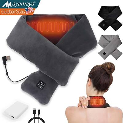 #ad Heated Scarf Electric USB Rechargeable Neck Heating Pad Shawl Soft Washable $18.99