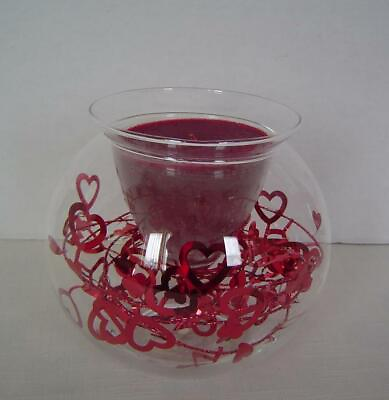 #ad Pomeroy Round Candle Holder Red Valentine Hearts Insert amp;Removable Candle Insert $11.99