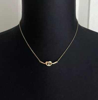 #ad Vintage Accents By Hallmark Gold Tone Clear Rhinestone Knotted Pendant Necklace $7.14