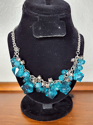 #ad Beautiful Blue Statement Chunky Crystal Necklace $60.00