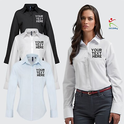 #ad Personalised Embroidered Ladies Business Top Custom Text Office Uniform Shirt GBP 21.99