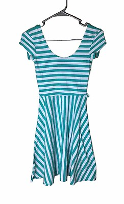 #ad Derek Heart Women’s Size XS Casual Striped Teal Dress $12.99