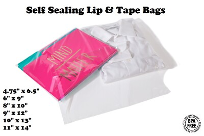 #ad Self Sealing Lip amp; Tape Plastic Bags Clear Cello Merchandise Apparel 1.6 mil $15.14