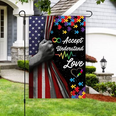 #ad Jesus US Flag Accept Understand Love Autism House And Garden Flag $30.95