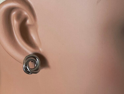 #ad Interlocking Rings Stainless Steel Hypoallergenic Stud Earrings $3.23