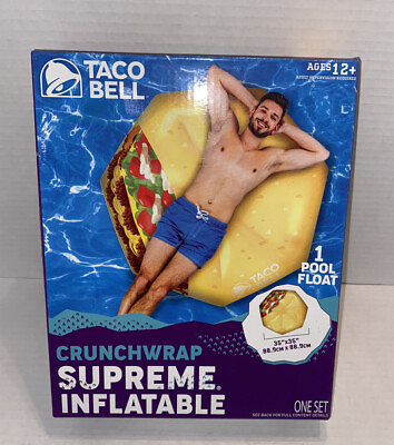 #ad 2021 Taco Bell CRUNCHWRAP SUPREME INFLATABLE Pool Float *New Sealed * 35quot;X35quot; $29.99