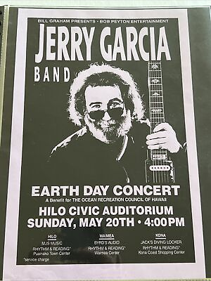 #ad Jerry Garcia Band Earth Day 1990 In Hawaii Original Concert Handbill $250.00