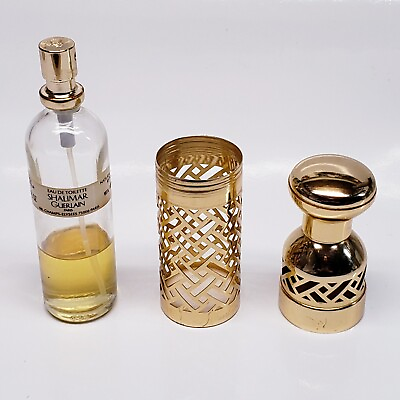 #ad #ad Vtg Guerlain Shalimar de Toilette Spray Gold Lattice Bottle 93ml 1 3 Full $35.89