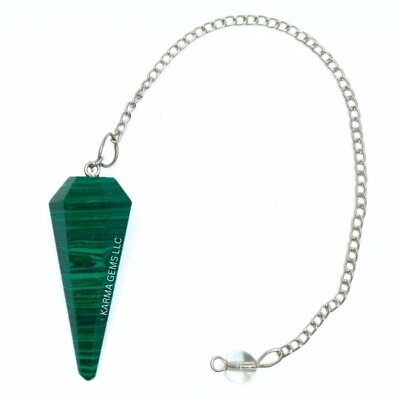 #ad Malachite 1pc Crystal Gemstone Pendulums Natural Faceted Pendulum Dowsing $7.99