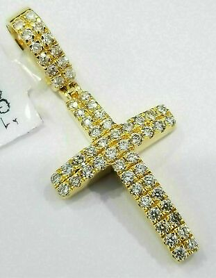 #ad 2Ct Round Cut VVS1 D Diamond Cross Pendant Charm 14K Yellow Gold Over Free Chain $68.99