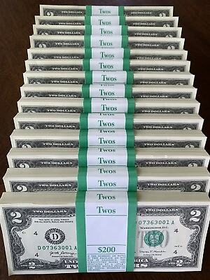 #ad #ad Pack of 20 NEW $2 Bills Uncirculated Consecutive Serial# Stocking Stuffer CASH $62.95