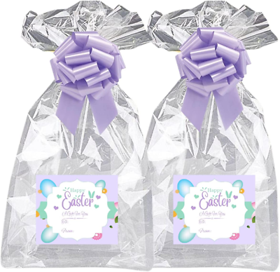 #ad 2Pack Designer Cello Bags Tags Bows Cellophane Jumbo Gift Basket Packaging Bags $18.74