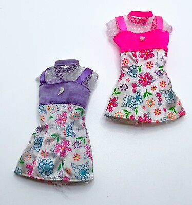 #ad Flower Fun Barbie Doll Clothes Pink amp; Lavender Purple Dress Lot $6.49