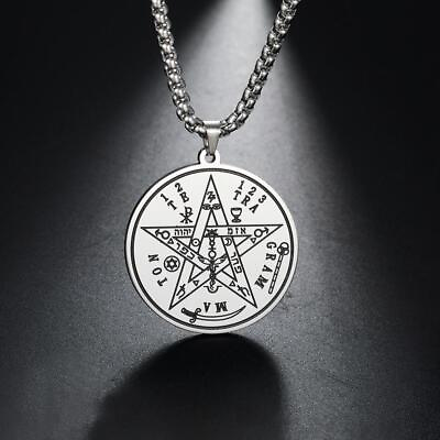 Tetragrammaton Pentagram Stainless Steel Pendant Necklace for Men Wiccan Pagen $7.19