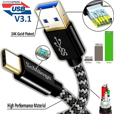 #ad FAST CHARGING USB 3 Type C to USB Cable Braided for Galaxy Note 10 10 lot $6.43