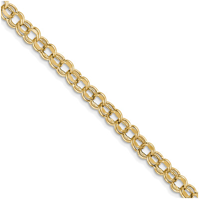 #ad 10k Yellow Gold 7in 6.5mm Hollow Double Link Charm Bracelet 10DOH23 $322.99