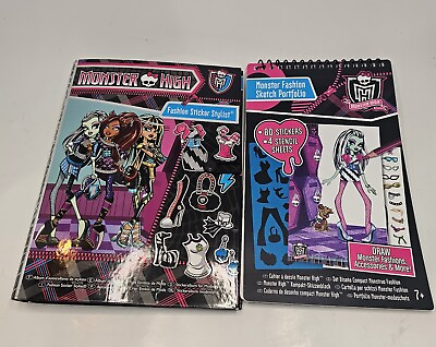 #ad Mattel Monster High Fashion Sticker Stylist Dress Up amp; Monster Sketch Portfolio $19.99
