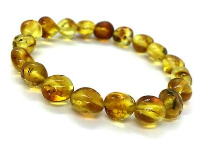 #ad Amber Bracelet Gift Yellow Honey Natural Baltic Amber Beads Elastic 95g 6272 $19.78