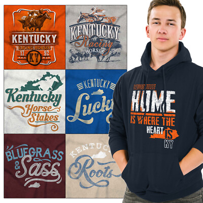 #ad Kentucky Horse Race Souvenir KY Southern Map Hoodies Sweat Shirts Sweatshirts $29.99
