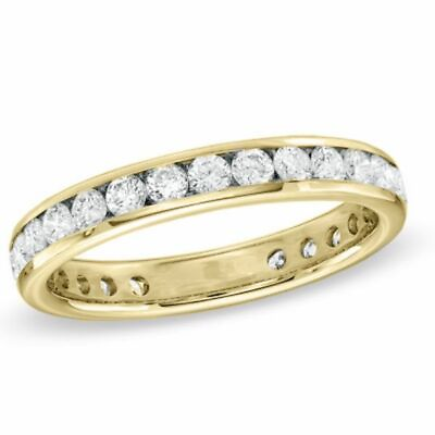 #ad 1 2 ct Simulated Diamond Channel Set Eternity Wedding Band Ring in 10K Gold $382.49