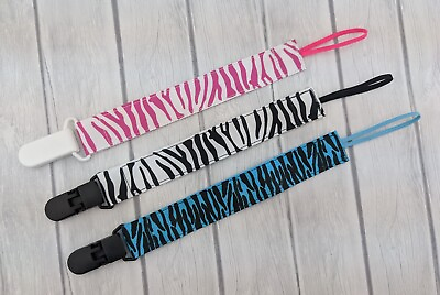 #ad Pacifier Clip Baby Shower Gift Animal Ribbon Pacifier Holder Stocking Stuffer $9.95