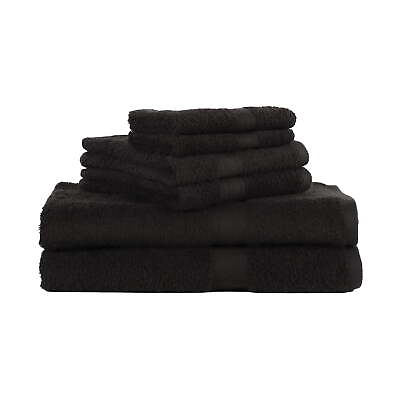 #ad Mainstays Solid 6 Piece Adult Bath Towel Set Rich Black $14.69