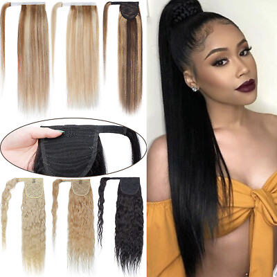 #ad Ponytail Human Hair Extensions Real Thick 100% Wrap Around Ponytail Hairpiece US $45.42