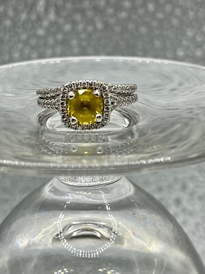 #ad yellow sapphire ring 1.25 carats 14K Diamonds .5 carats Shane amp; Co $995.00