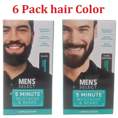 #ad 6pk Men#x27;s Select Hair Color Mustache and Beard Dye 5 minute Black or Dark Brown $20.99