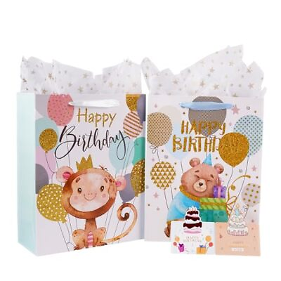 #ad 13quot; Large Baby Boy Gift Bags with Tissue Paper Happy Birthday for Kid Baby Sh... $14.44