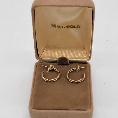 #ad 14kt Yellow Gold Hoop Earrings 14mm 14k $140.00