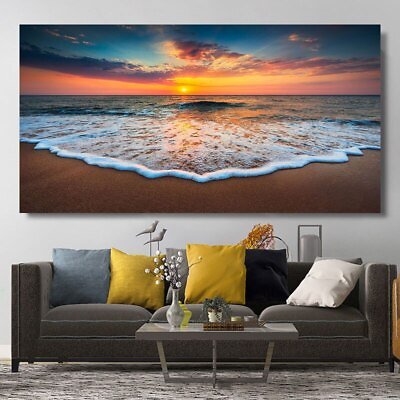 #ad Beach Sea Ocean Canvas Painting Wall Art Posters Landscape Canvas Print Pictures $17.85