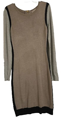 #ad PHILOSOPHY Black Gray Taupe Sweater Dress Color Block Women#x27;s Size Small $49.99