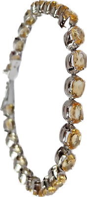 #ad Natural Citrine Sterling Silver 925 Gemstone Bracelet $207.28