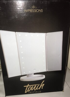 #ad Impressions Vanity Touch. WHITE Trifold Makeup Mirror. New In Box $39.10
