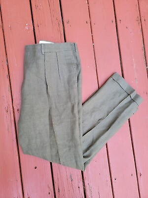 #ad RALPH LAUREN POLO BLUE LABEL MADE IN ITALY Mens Olive Brown Flax 100 Pants 38x32 $69.99