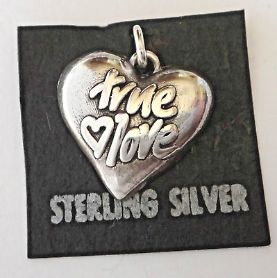 #ad Sterling Silver 16x16mm says True Love on Heart Wedding Engagement Charm $39.99