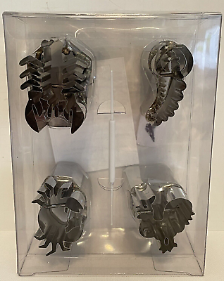 #ad Decorative Stainless Vegetable Cutter Mold Set of 4 Lobster Crab Shrimp Chicken $29.99