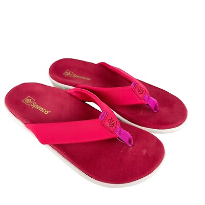 #ad #ad Spenco Victoria Women#x27;s Sandals 7.5 B Pink Orthotic Memory Foam Flip Flop Slides $22.67