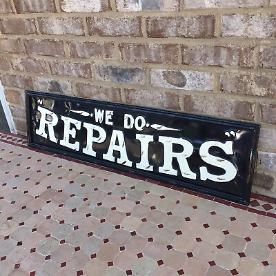 #ad We Do Repairs Vintage Antique Style Metal Sign Shop Man Cave Gift Enameled Style $29.95