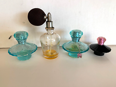 #ad #ad VTG Diamond Cut Glass Perfume Bottles With Atomizer HOLLISTER And BRITNEY SPEARS $24.99