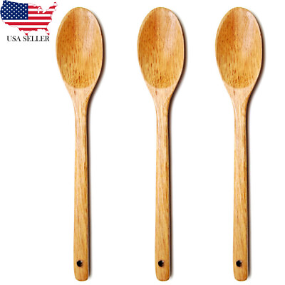 #ad 2 3 Wooden Cooking Spoon 12.5quot; for Mixing Baking Serving Kitchen Utensils US $7.99