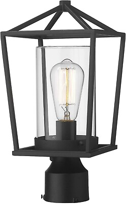 #ad Emliviar Outdoor Light Post Lantern 1 Light Exterior Post Light in Black Finish $47.59