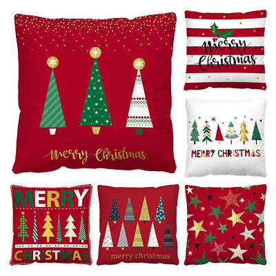 #ad Merry Christmas Pillowcase Xmas Cushion Cover Throw Pillow Case Home Decorations $6.69